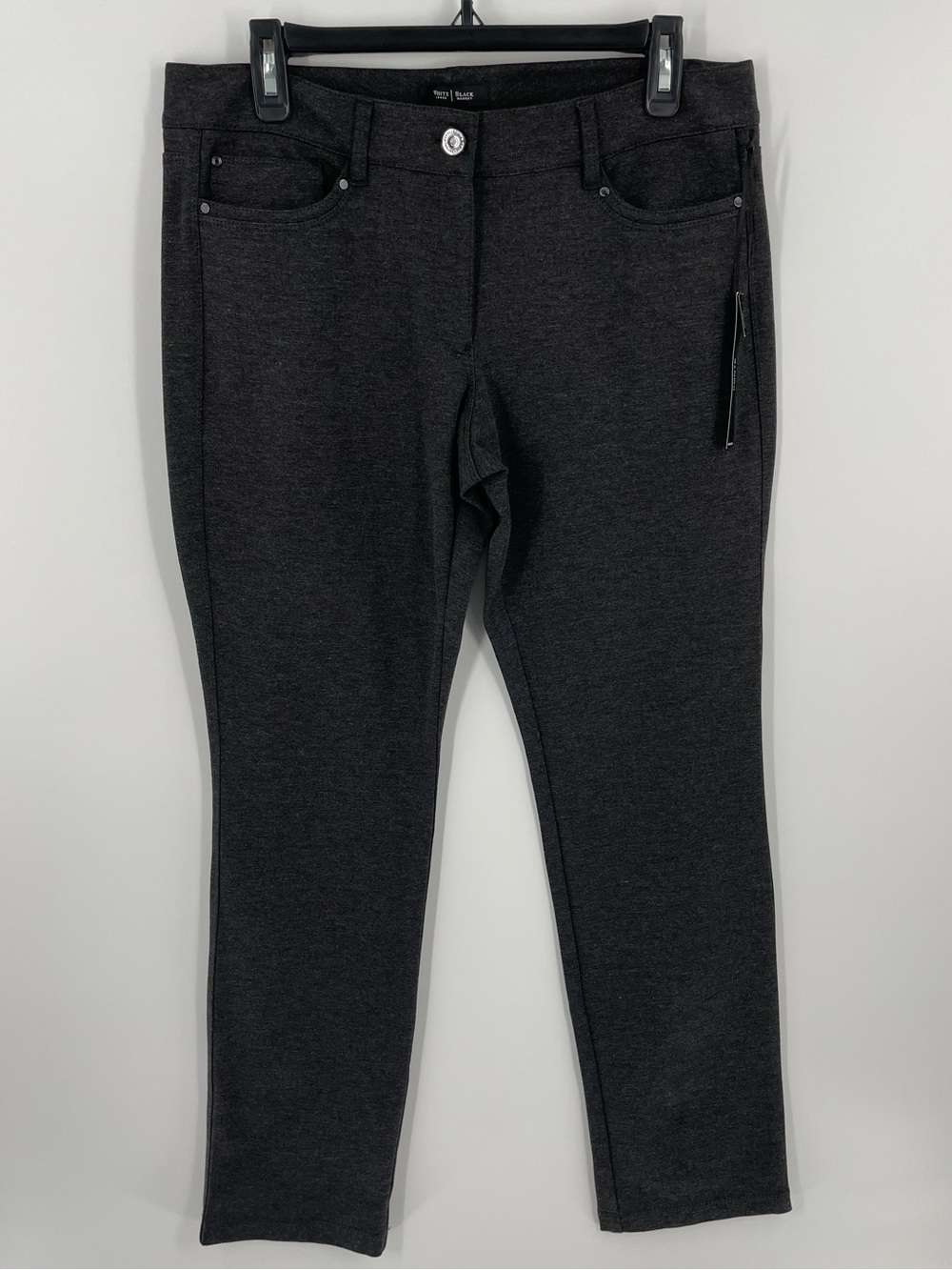 NWT White House Black Market Dark Grey Ponte Knit Regular Length Pockets Pants